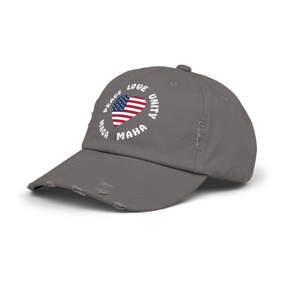 PEACE LOVE UNITY MAGA MAHA Distressed Cap