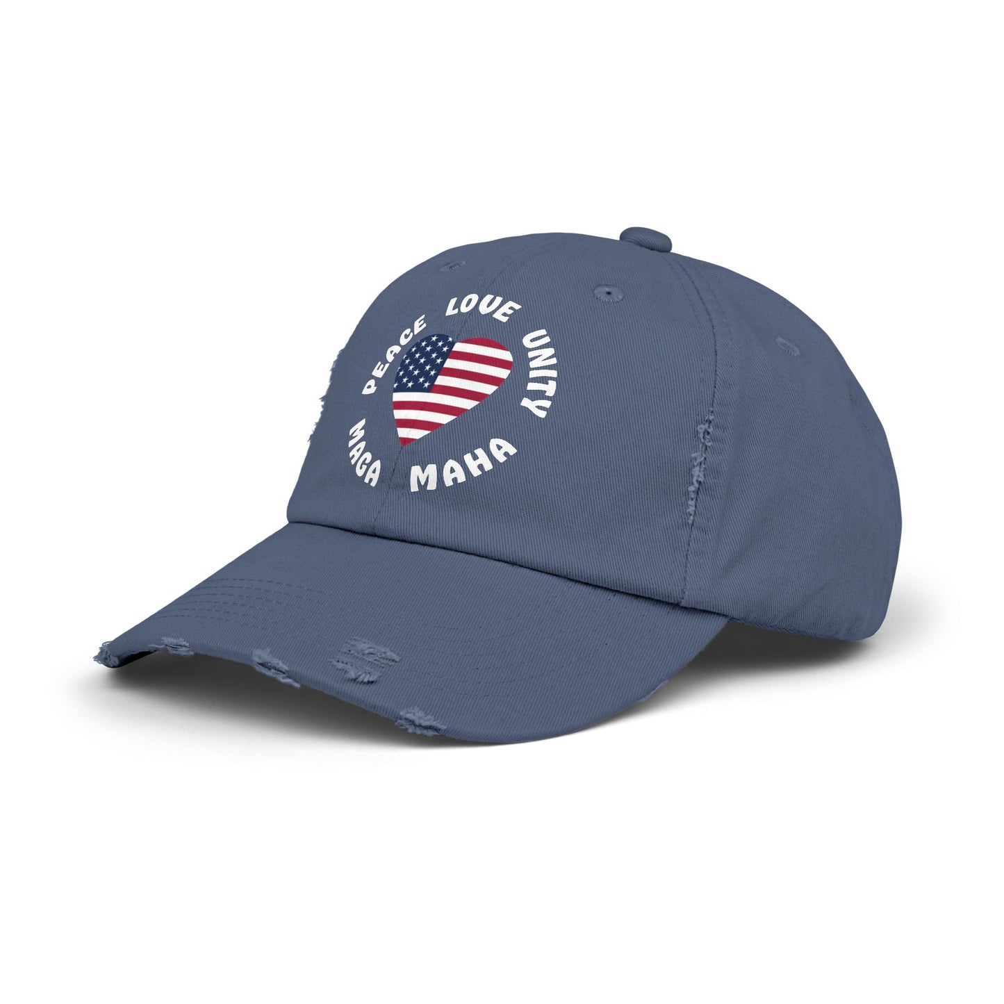 PEACE LOVE UNITY MAGA MAHA Distressed Cap