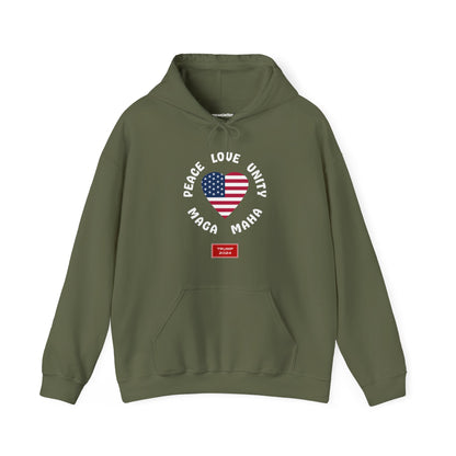 PEACE LOVE UNITY MAGA MAHA (hoodie)