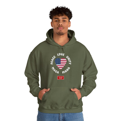 PEACE LOVE UNITY MAGA MAHA (hoodie)