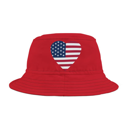 American Heart Bucket Hat (red)