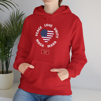 PEACE LOVE UNITY MAGA MAHA (hoodie)